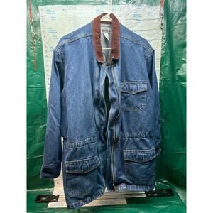 Haik’s Jacket Women Blue Jean Denim Chore Camp Corduroy Collar XL